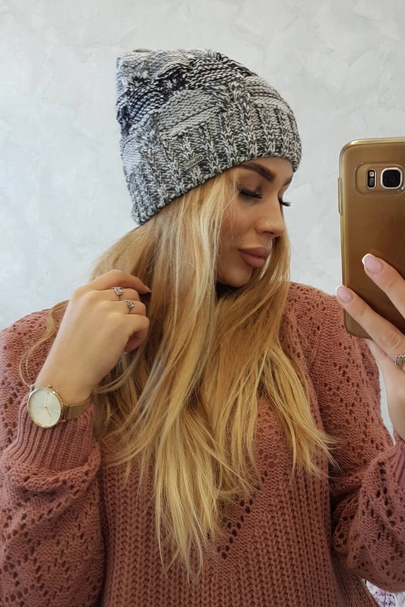 Čapica s fleece Dolores K303 grafit+čierna+tmavošedá