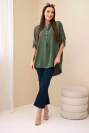 Blouse with a longer back dark khaki