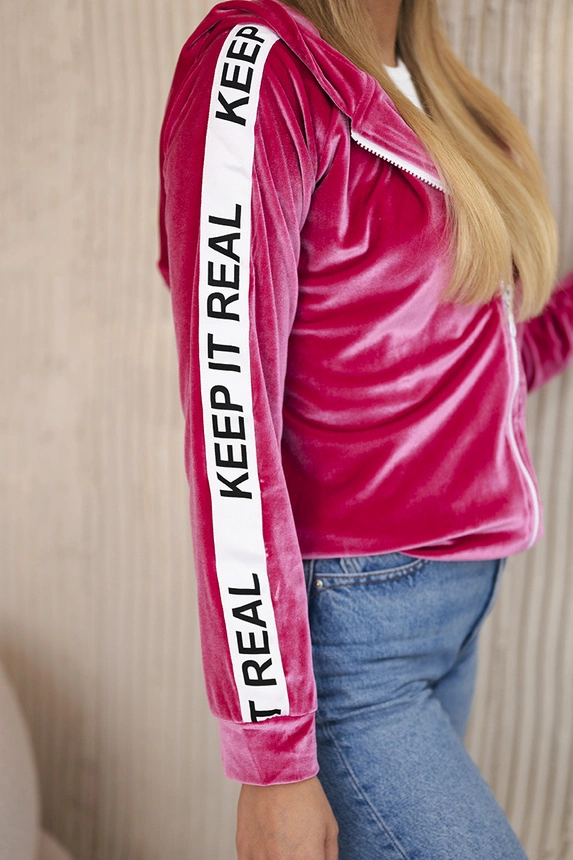 Velours-Kapuzenpullover fuchsia