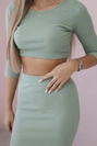 Bluse und Rock Set dunkel mint