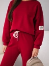 Women's cotton set with sweatshirt and jogger pants burgundy
