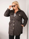 Women's Plus Size Quilted Jacket with Collar and Pockets brown