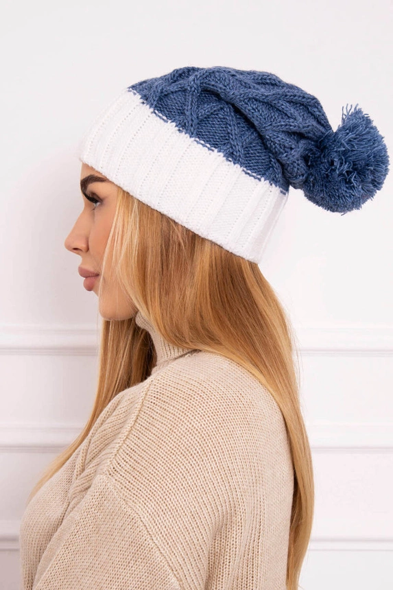 Milano vilnonė kepurė K203 denim+ecru