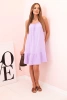 Women's muslin dress with straps and frill light purple