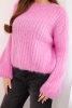 Damenpullover aus Mohair mit Puffärmeln rosa