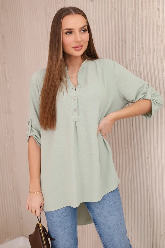 Blouse with a longer back light mint