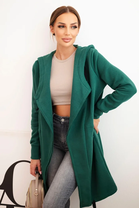 Wärmende Jacke mit Kapuze dunkelgrün