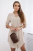Dress with button closure and tie at the waist beige