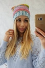 Cap with fleece Krystyna K207 green neon + blue
