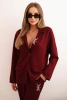 Komplet damska z wiskozą z ozdobami i elastycznymi spodniami bordowy