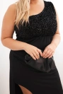 Damen Abendkleid Plus Size einseitig schwarz