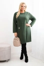 Dámska sukňa Plus Size s vreckom a 3/4 rukávom maslo khaki