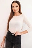 Women's cashmere blouse with a round neckline and long sleeves light beige
