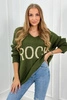 Sweater with Rock inscription khaki