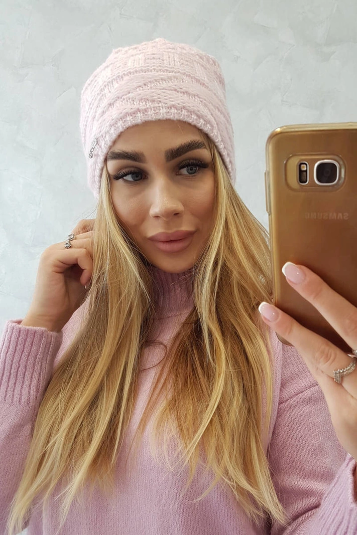 Čapica s fleece Edyta K298 púdrovo ružová