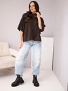 A sweater women's oversize with asymmetric neckline and turtleneck brown