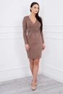 Dress fitted with a cut under the bust cappuccino