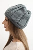 Women’s winter wool hat with braid pattern K452 dark gray