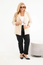 Dámské sako Plus Size manšestrové s klopami a kapsami béžová