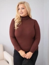 Sweter damski wiskozowy Plus Size z golfem o klasycznym kroju ciemny brązowy