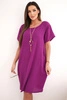 Dress with pockets and a pendant dark purple