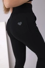 Damen-Jogginghose aus Baumwolle mit hohem Bund und Kordelzug schwarz