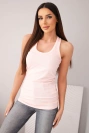 Women's sleeveless cotton blouse with a round neckline light powder pink