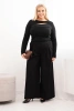 Dámske nohavice Plus Size so širokými nohavicami a plisovaním čierne