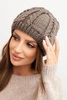 Women's winter wool hat with cable knit K452 mocha