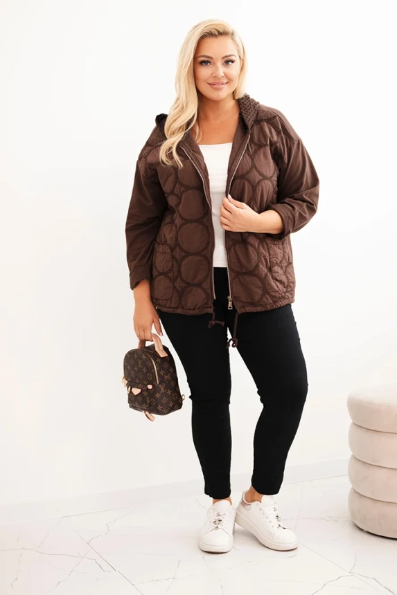 Dámská mikina Plus Size rozepínací na zip hnědá