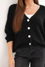 Women's sweater with a V-neck and buttons black