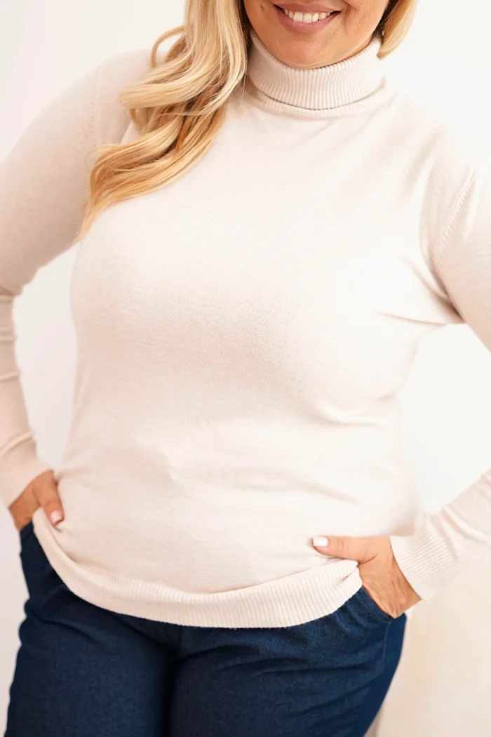 Damenpullover aus Viskose in Übergröße mit klassischem Schnitt beige