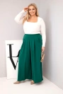 Dámske bavlnené nohavice Plus Size s širokými nohavicami a voľným strihom tmavozelené