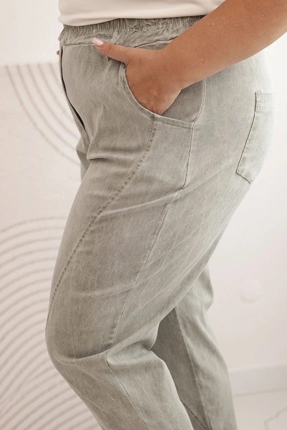 Damen Plus Size Hosen mit Viskose und breitem Gummibund hellkhaki