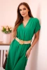 Dress with a decorative belt green