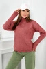 Sweater with decorative frill dark pink