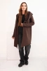 Women's cotton hoodie with an extended front brown