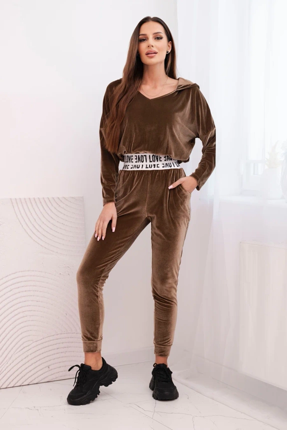 Velor set with hood brown