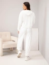 Damen-Set aus Viskose-Velours mit Reißverschluss-Sweatshirt und Joggerhose ecru