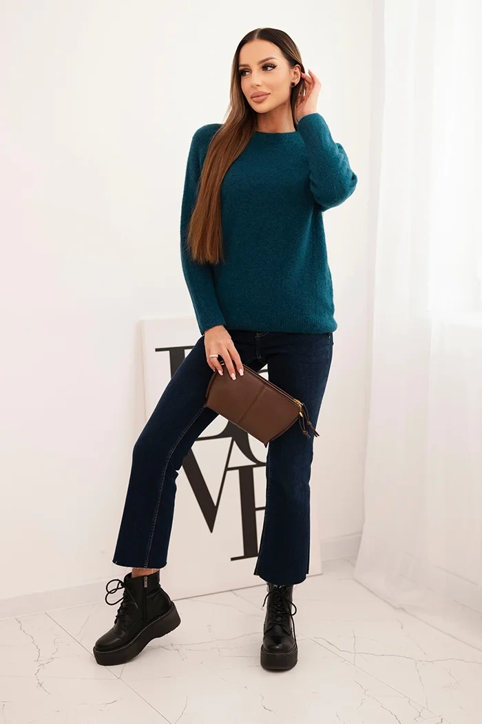 Women's sweater made of baby alpaca with long sleeves sea green