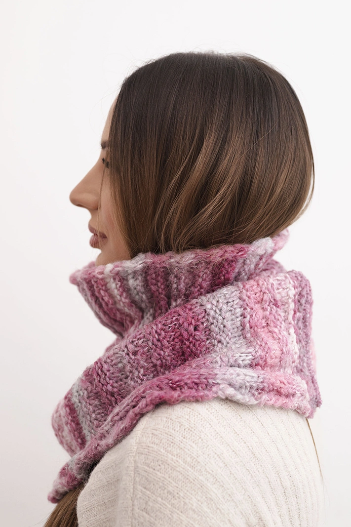 Damen Wollschal weicher Wickelkragen Winter KN21 dunkelrosa