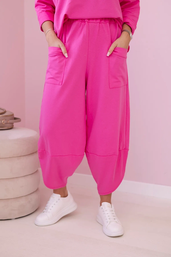 Cotton sweatshirt pants set pink