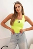 Dámská pruhovaná top s ramínky a ozdobnou nášivkou žlutý neon
