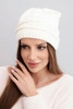 Women's winter hat made of wool with a woven pattern K428 ecru