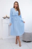 Kleid mit plissiertem Saum gebunden blau