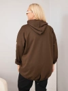 Plus Size women's viscose hoodie with decorative straps brown