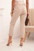 Damenhose aus Viskose mit Gürtel und hochgekrempeltem Bein beige
