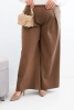 Damenhose Plus Size mit weitem Bein und Falten camelowy