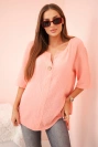 Women's muslin shirt with a button apricot