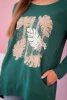 Women's blouse with pockets and decorative print green